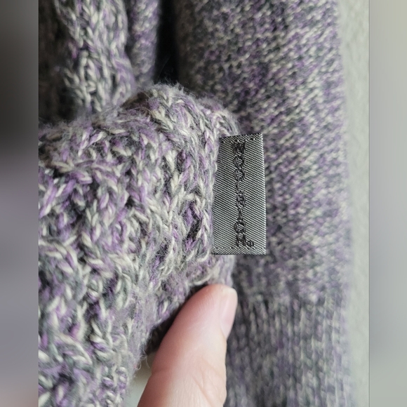Vtg Woolrich fair isle textured cable mixed knit sweater Women's XL dusty plum - Picture 4 of 9
